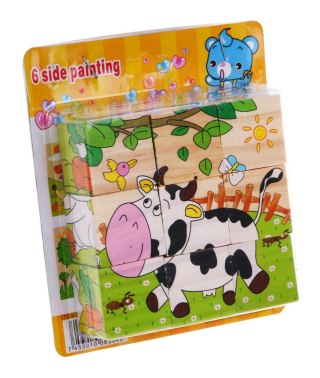 Drewniane klocki układanka dla dzieci Puzzle ze zwierzątkami 6 obrazków