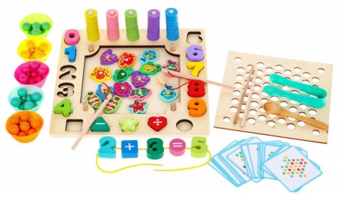 Drewniany zestaw gier edukacyjnych 6w1 dla dzieci 3+ Sorter łowienie rybek Drewniany zestaw gier edukacyjnych 6w1 dla dzieci 3+ Sorter łowienie rybek