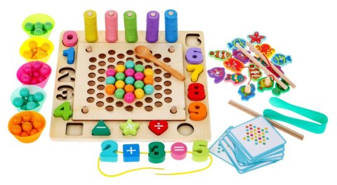 Drewniany zestaw gier edukacyjnych 6w1 dla dzieci 3+ Sorter łowienie rybek Drewniany zestaw gier edukacyjnych 6w1 dla dzieci 3+ Sorter łowienie rybek