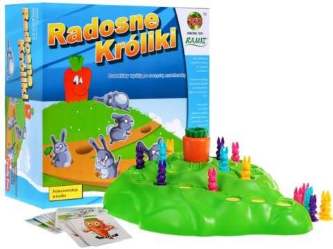Gra planszowa Radosne Króliki dla dzieci 3+ Wyścig po marchewkę Rodzinna Gra planszowa Radosne Króliki dla dzieci 3+ Wyścig po marchewkę Rodzinna