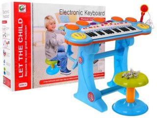 Niebieski zestaw muzyczny Keyboard Werble Mikrofon Światła Dźwięki 3 oktawy
