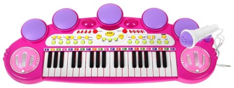 Różowy zestaw muzyczny Keyboard + Werble Mikrofon Światła Dźwięki 3 oktawy Różowy zestaw muzyczny Keyboard + Werble Mikrofon Światła Dźwięki 3 oktawy