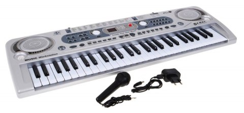 Srebrny Keyboard dla dzieci 5+ Mikrofon + Nagrywanie USB - model nr 824 Srebrny Keyboard dla dzieci 5+ Mikrofon + Nagrywanie USB - model nr 824