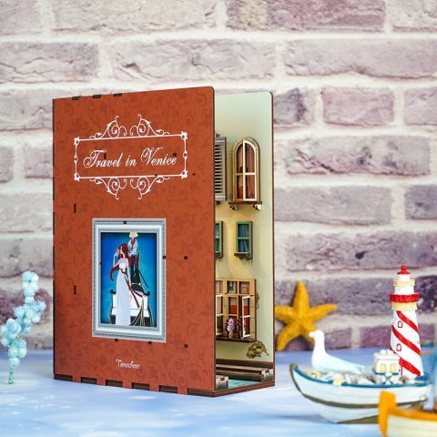 Tonecheer Składany Drewniany Model 3D LED - Book Nook Podróż po Wenecji Tonecheer Składany Drewniany Model 3D LED - Book Nook Podróż po Wenecji