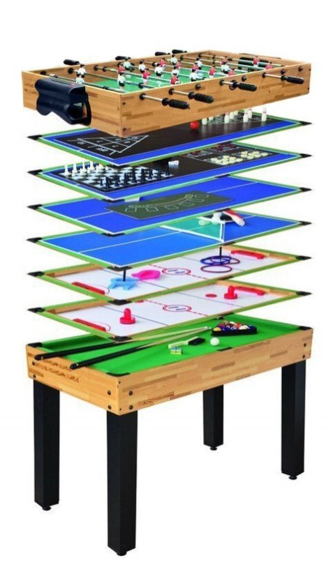 Stół do gier 12w1Płyta MDF Piłkarzyki Cymbergaj Bilard Tenis stołowy Szachy Stół do gier 12w1Płyta MDF Piłkarzyki Cymbergaj Bilard Tenis stołowy Szachy