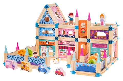 Drewniany Domek Księżniczki dla dzieci 3+ Klocki 278 el. + Figurki