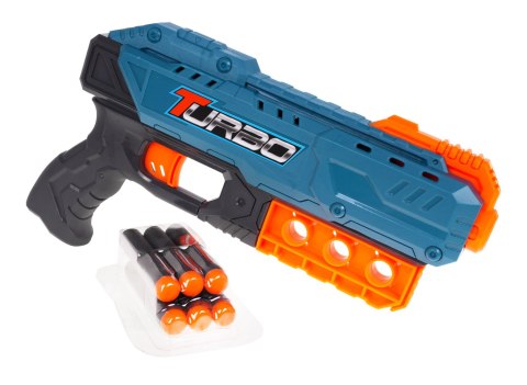 Pistolet TURBO Niebieski 6 bezpiecznych Pocisków Mechanizm ręczny
