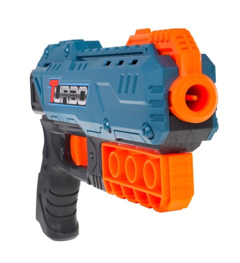 Pistolet TURBO Niebieski 6 bezpiecznych Pocisków Mechanizm ręczny