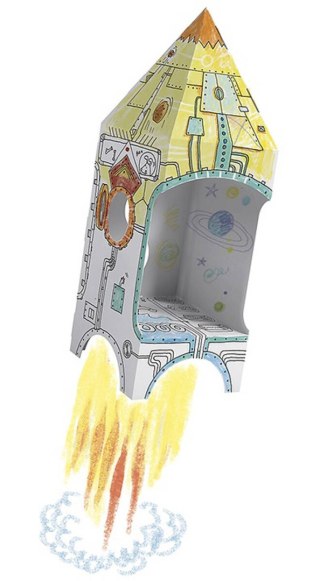 Kolorowanka składana MINI 32 cm, Domek "Rakieta", Monumi