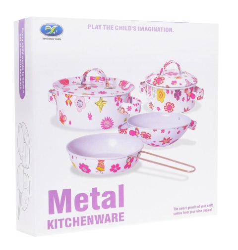 Zestaw Małego Kucharza 9e 3 Kwiaty + Metalowe Garnki + Akcesoria Zestaw Małego Kucharza 9e 3 Kwiaty + Metalowe Garnki + Akcesoria