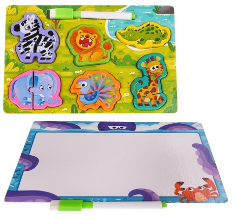 Drewniana Tablica + Puzzle Safari Drewniana Tablica + Puzzle Safari