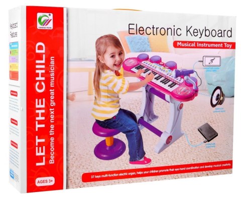 Różowy zestaw muzyczny Keyboard + Werble Mikrofon Światła Dźwięki 3 oktawy Różowy zestaw muzyczny Keyboard + Werble Mikrofon Światła Dźwięki 3 oktawy