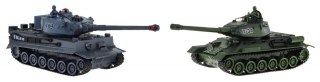 Zdalnie sterowane 2 czołgi T-34 vs Tiger dla dzieci 3+ Strzelające modele