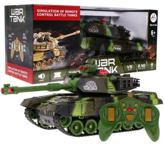 Zdalnie sterowany Czołg dla dzieci 3+ Zielony 1:18 + Pilot + Dźwięki + LED