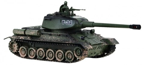 Zdalnie sterowany czołg T-34 dla dzieci 3+ Strzelający model Kamuflaż 1:28