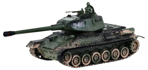 Zdalnie sterowany czołg T-34 dla dzieci 3+ Strzelający model Kamuflaż 1:28
