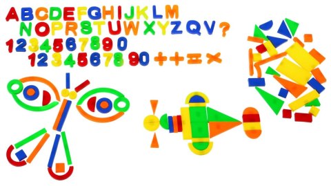 Zestaw kolorowych Magnesów Zabawka edukacyjna Cyferki Literki Figury 128e Zestaw kolorowych Magnesów Zabawka edukacyjna Cyferki Literki Figury 128e