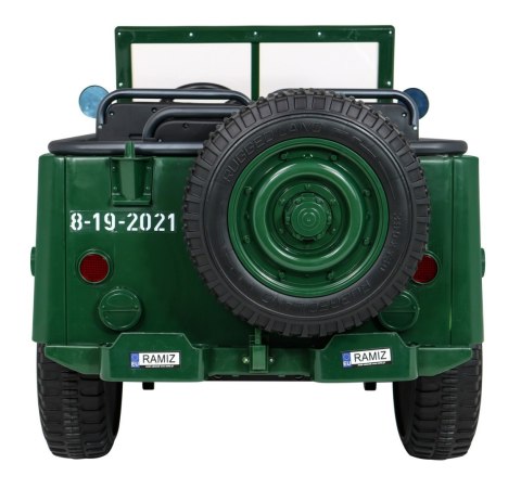 Autko Wojskowe Retro Strong dla 3 dzieci Zielony + Napęd 4x4 + Schowki