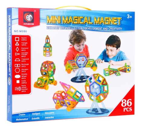 Klocki Magnetyczne Zestaw 86 elementów Klocki Magnetyczne Zestaw 86 elementów
