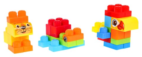 Zestaw klocków konstrukcyjnych dla dzieci 68 el. zwierzątka ZOO + naklejki Zestaw klocków konstrukcyjnych dla dzieci 68 el. zwierzątka ZOO + naklejki