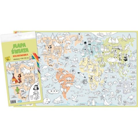 Kolorowanka XL. Mapa Świata - kolor Kolorowanka XL. Mapa Świata - kolor