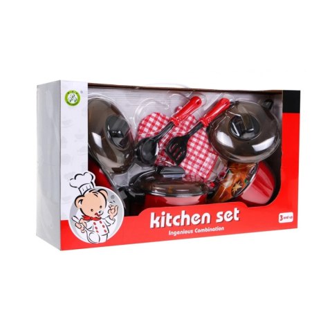 Czerwony zestaw Kucharza dla dzieci Garnki kuchenne Atrapy jedzenia 22e
