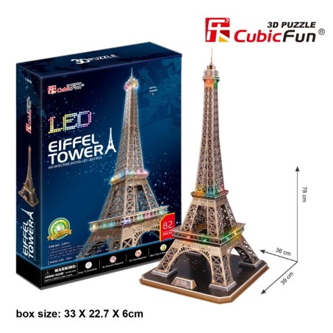 CUBIC FUN PUZZLE 3D LED WIEŻA EIFFLA 82 EL. - L091H CUBIC FUN PUZZLE 3D LED WIEŻA EIFFLA 82 EL. - L091H